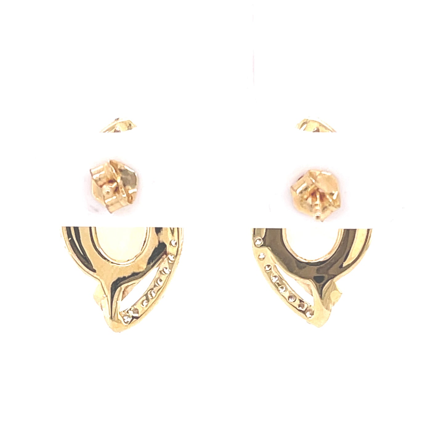 14Kt Yellow Gold Ethiopian Opal With Diamond Stud Earring - Pinctore