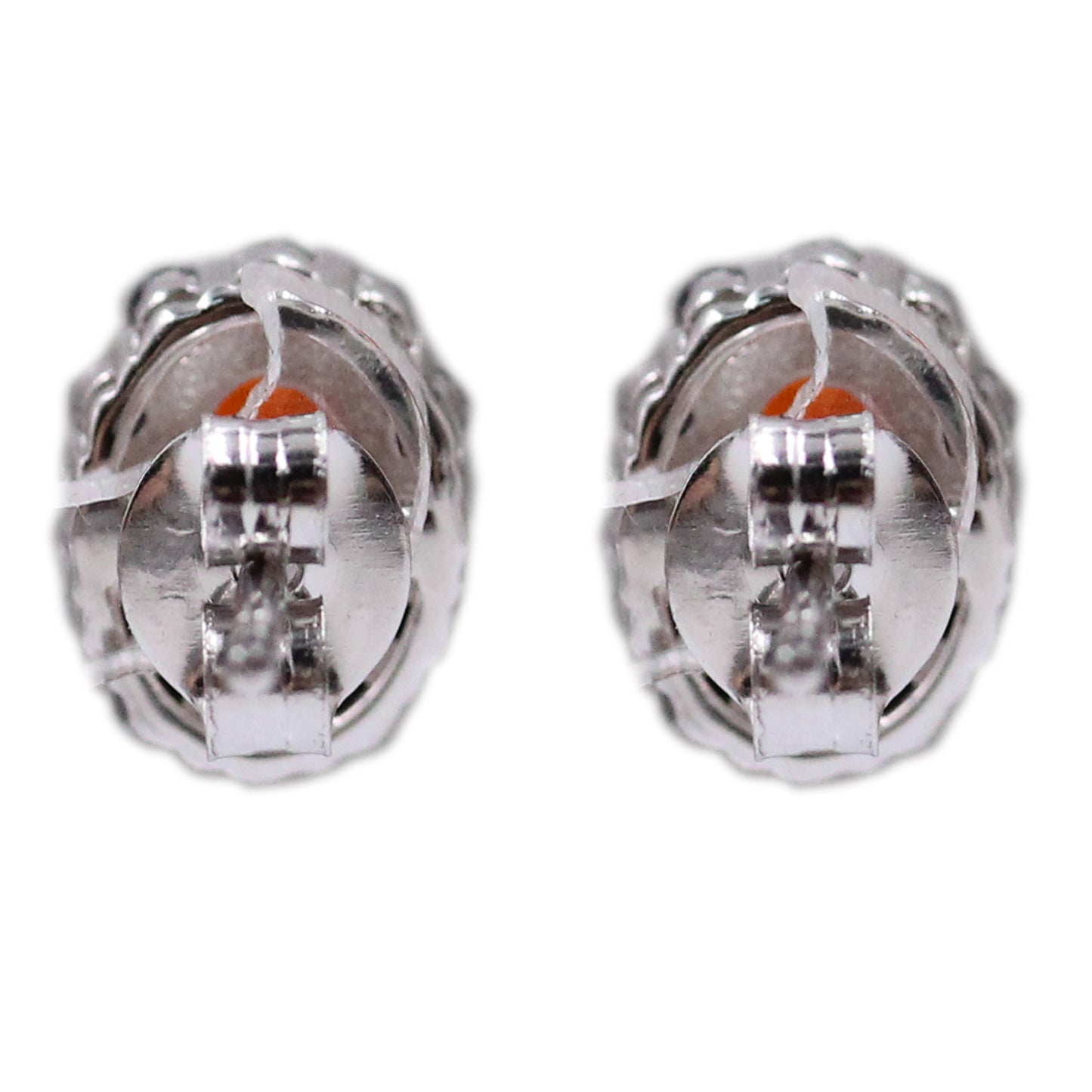 925 Sterling Silver Orange Opal,  Black Spinel Studs Earring - Pinctore