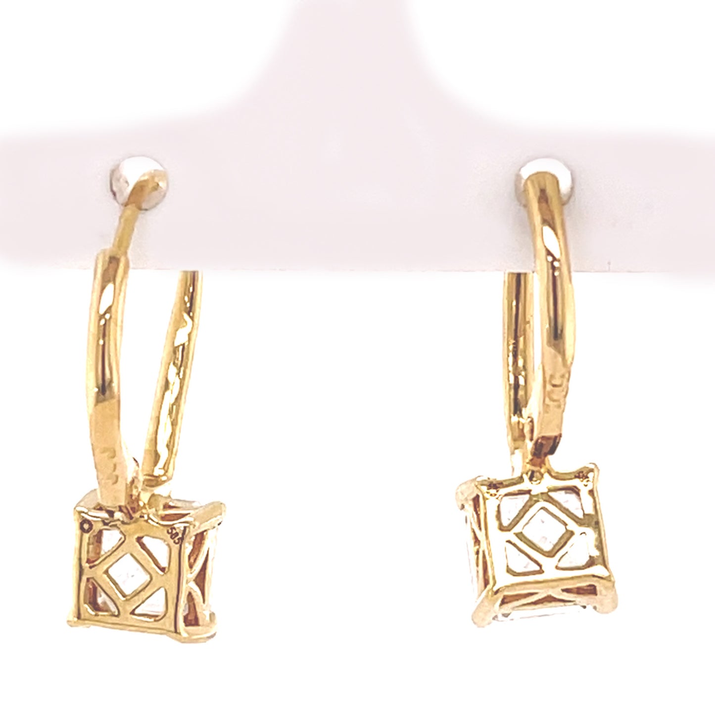 14Kt Yellow Gold White Natural Zircon With Diamond Earring - Pinctore