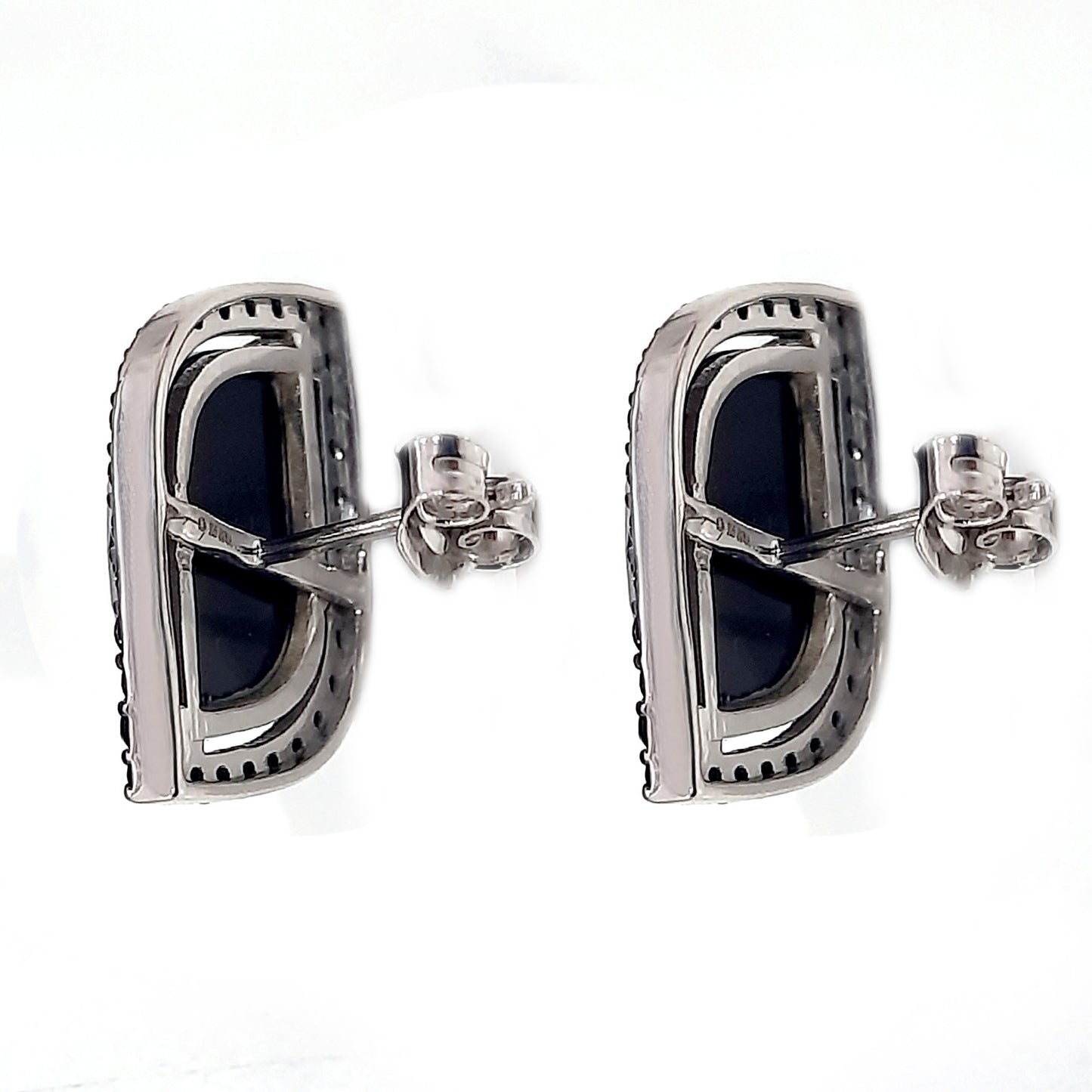 925 Sterling Silver Black Spinel Stud Earring - Pinctore