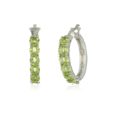 925 Sterling Silver Peridot Hoops Earring - Pinctore