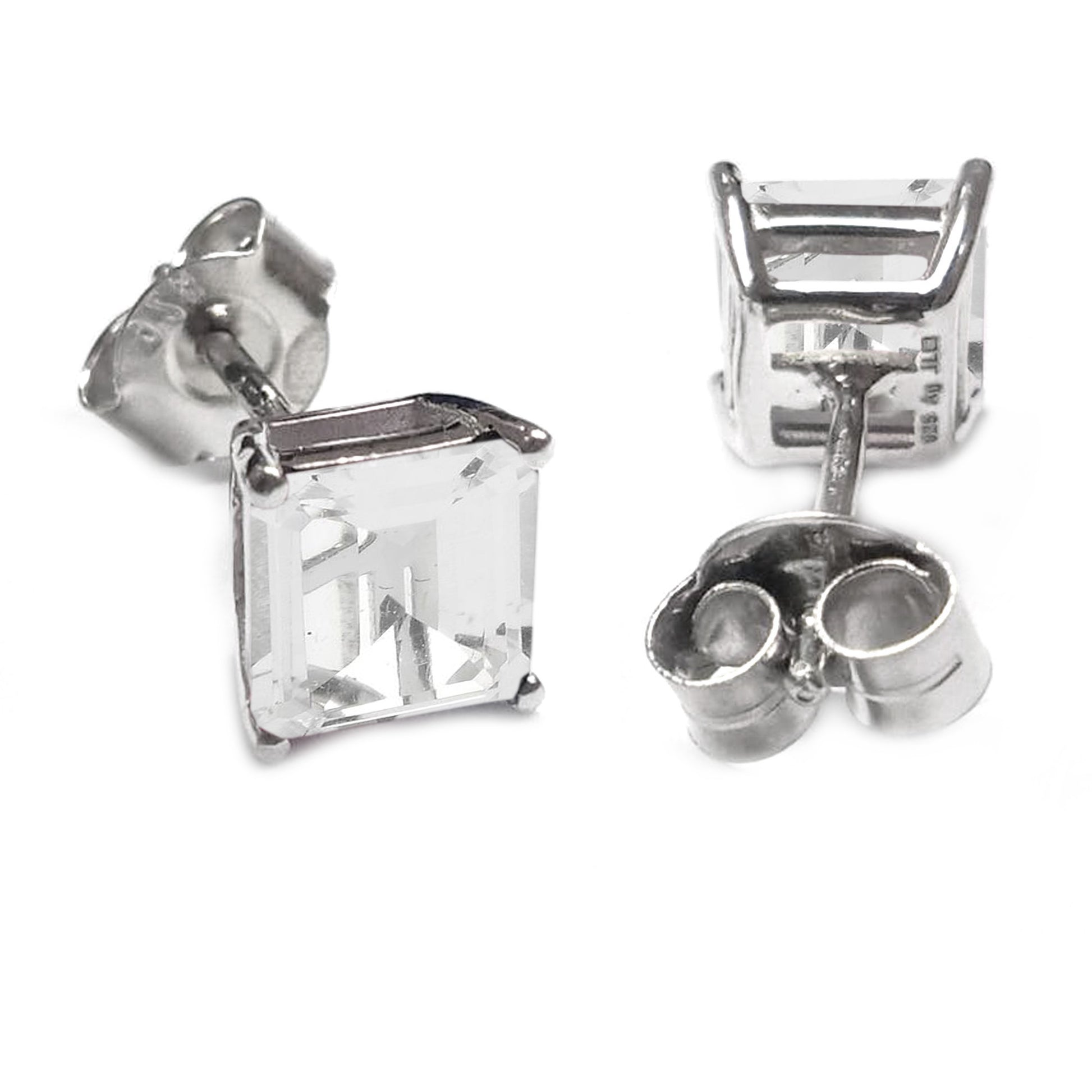 925 Sterling Silver White Topaz Studs Earring - Pinctore