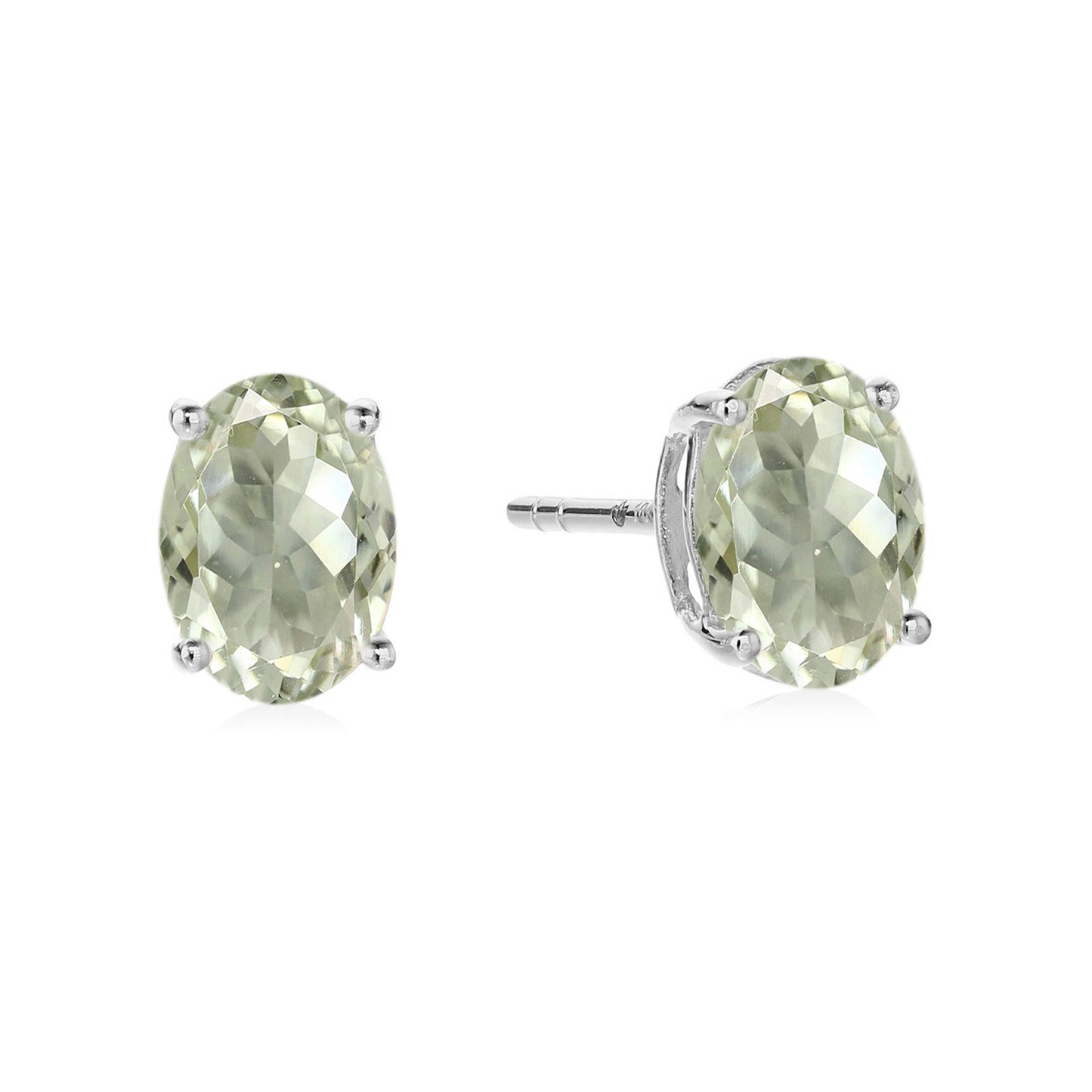 Sterling Silver 8x6 Oval Genuine Gemstone Birthstone Stud Earrings