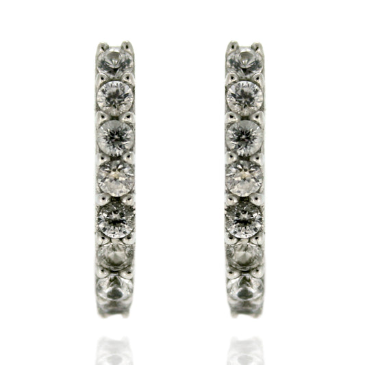 925 Sterling Silver White Natural Zircon Hoops Earring - Pinctore