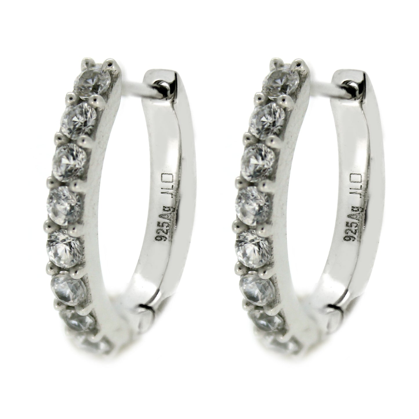 925 Sterling Silver White Natural Zircon Hoops Earring - Pinctore