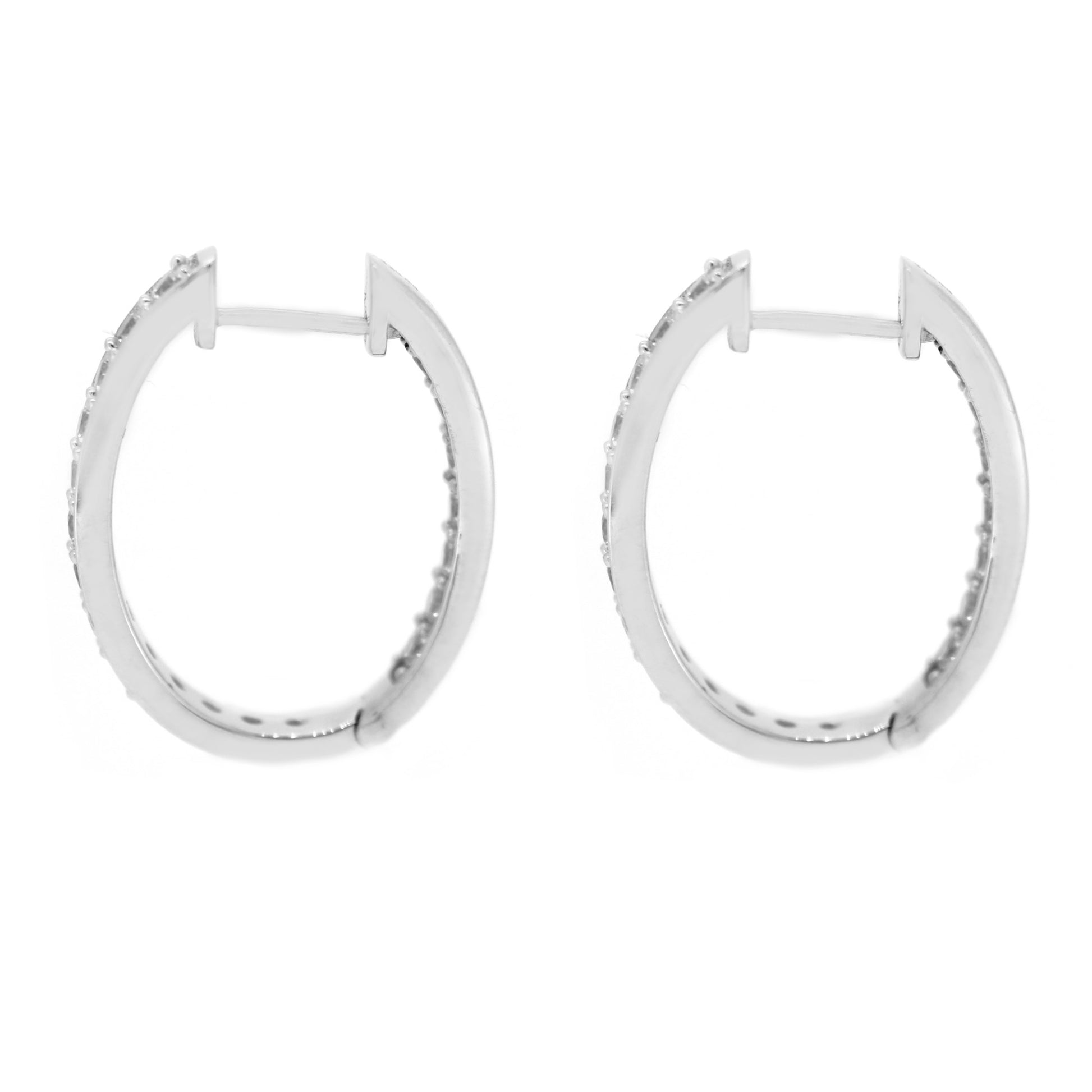 925 Sterling Silver White Natural Zircon Hoop Earring - Pinctore