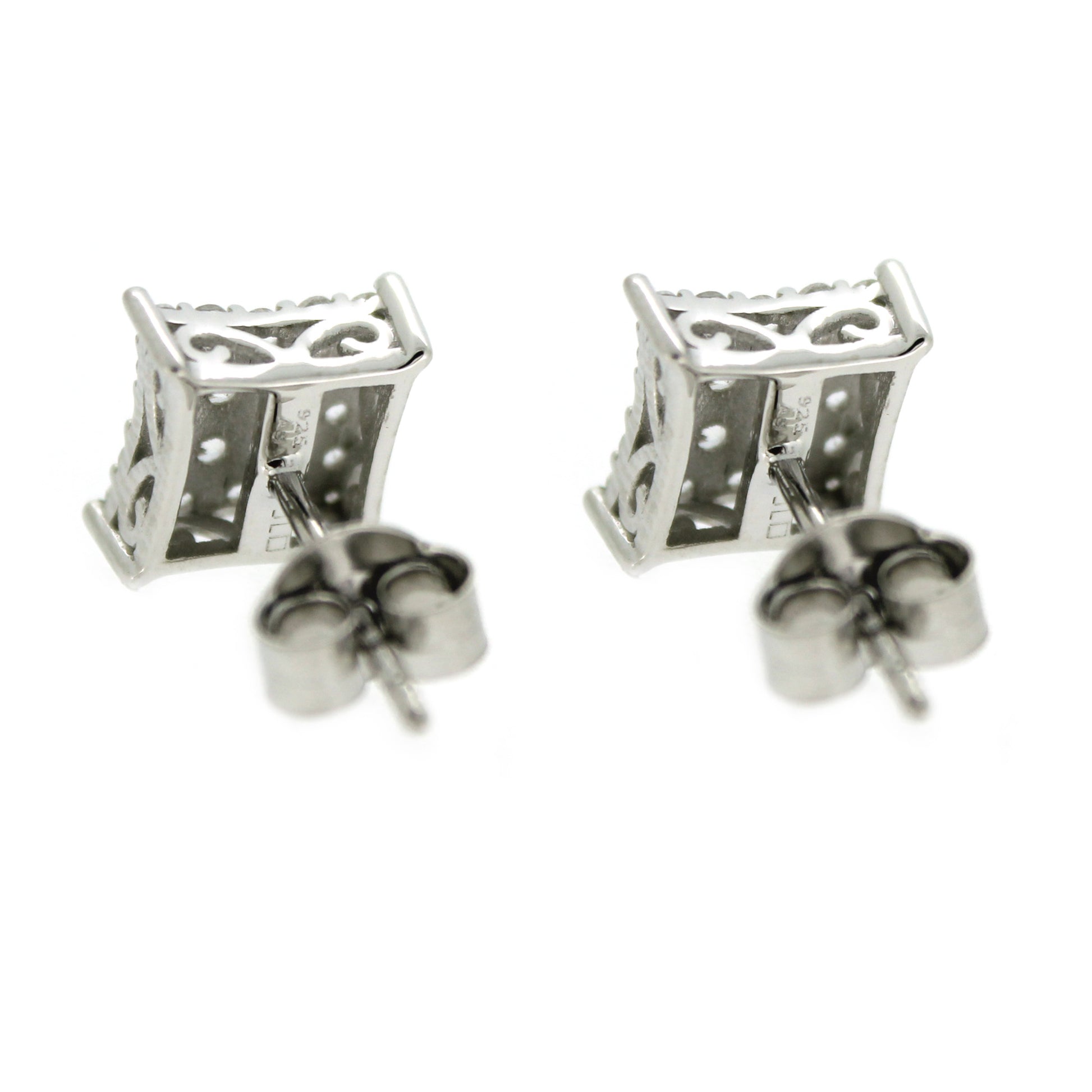 925 Sterling Silver White Natural Zircon Stud Earring - Pinctore