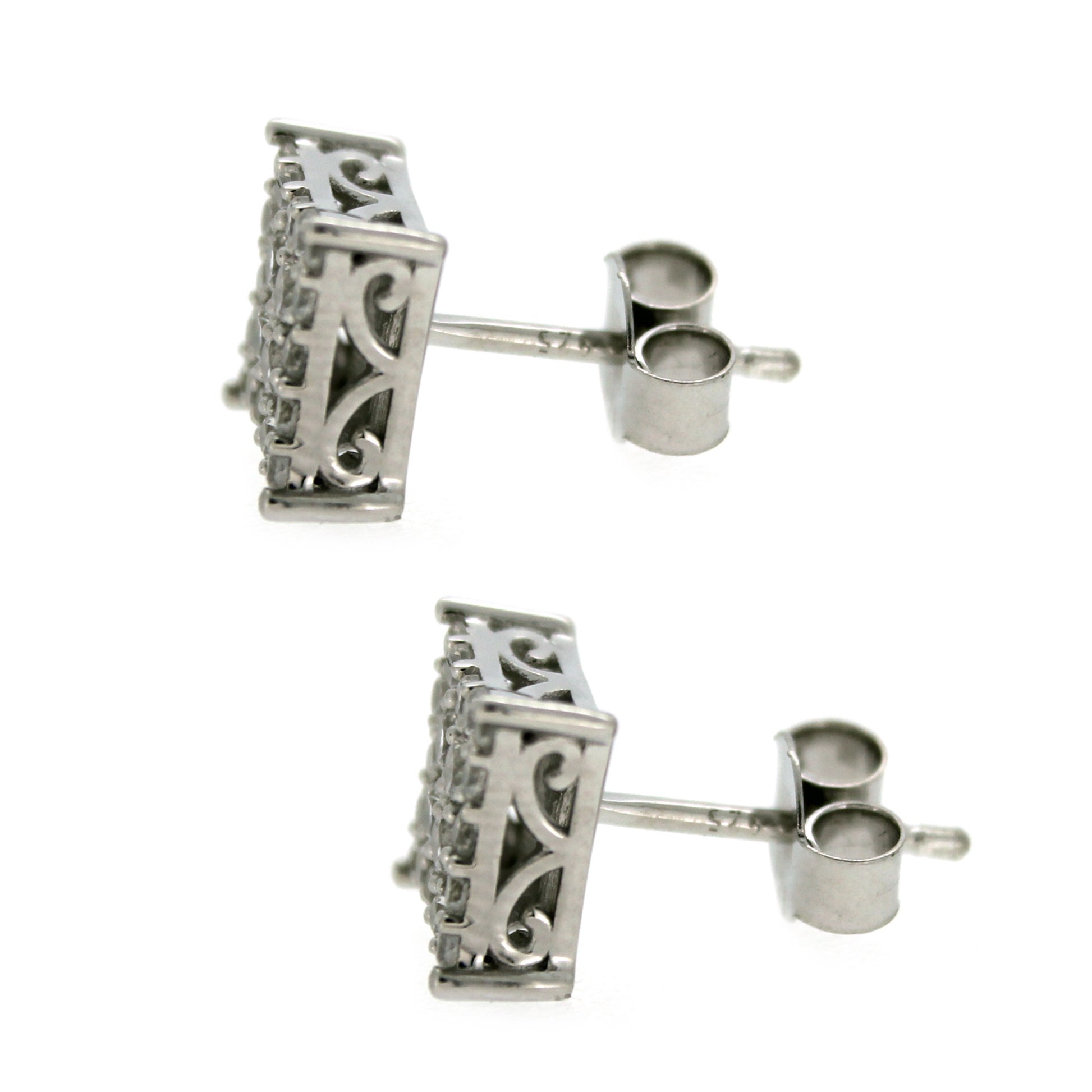 925 Sterling Silver White Natural Zircon Stud Earring - Pinctore