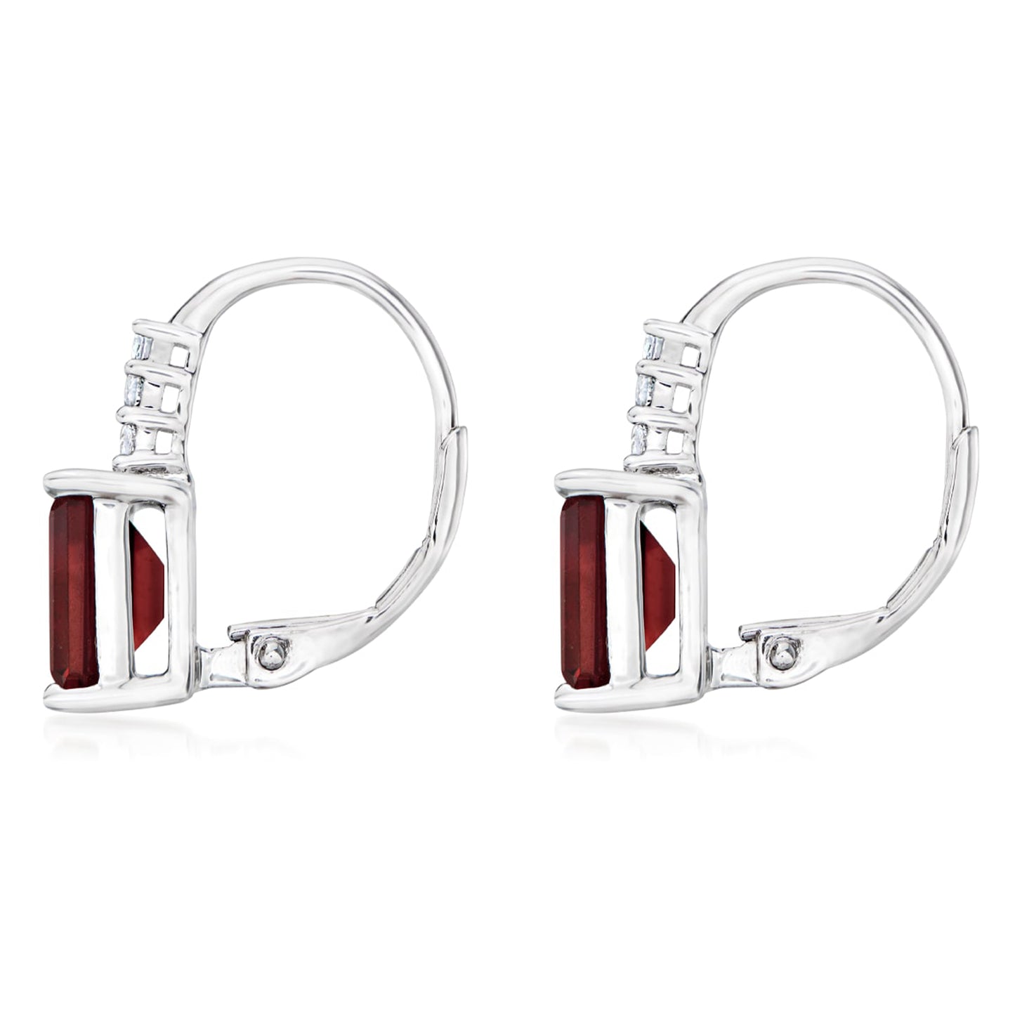 925 Sterling Silver Red Garnet,  White Topaz Dangle Earring - Pinctore