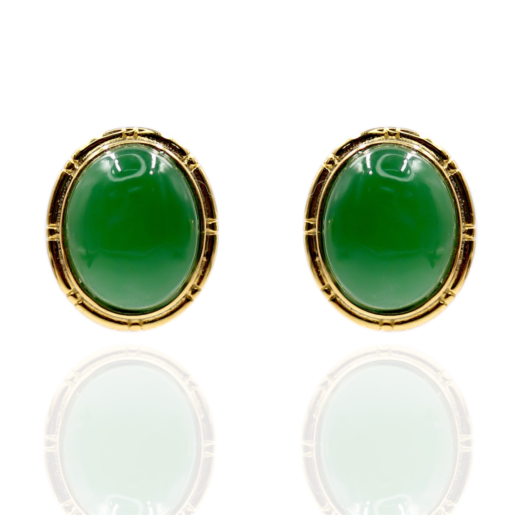 925 Sterling Silver Dyed Green Jade Earring - Pinctore