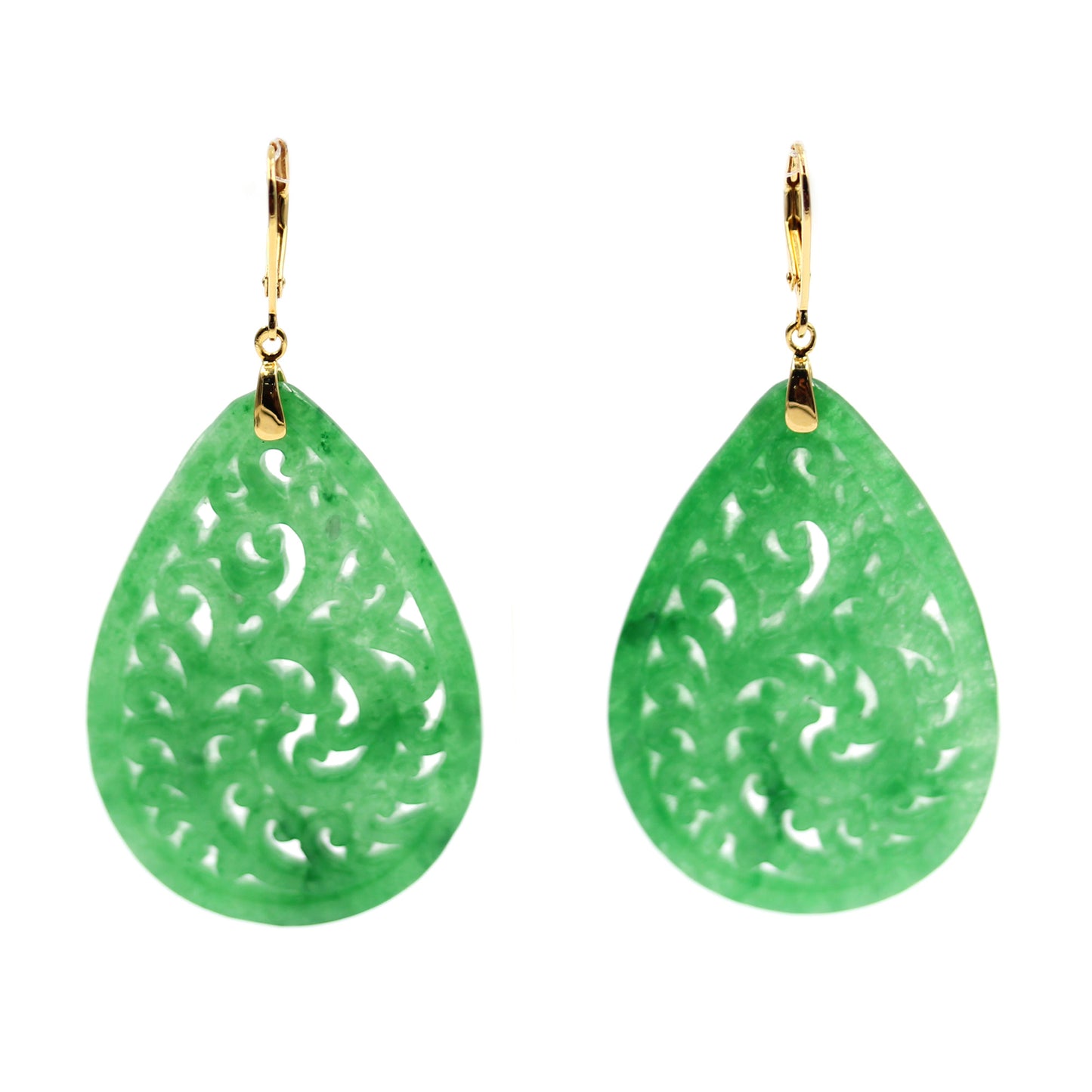 925 Sterling Silver Dyed Green Jade Dangle Earring - Pinctore