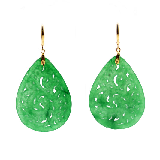 925 Sterling Silver Dyed Green Jade Dangle Earring - Pinctore