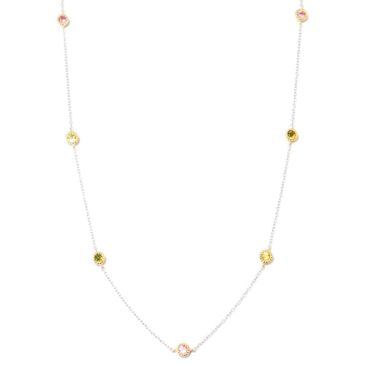 Pinctore Yellow Gold Over Silver 1.47ctw Mutli Color Tourmaline Necklace 24'L - pinctore