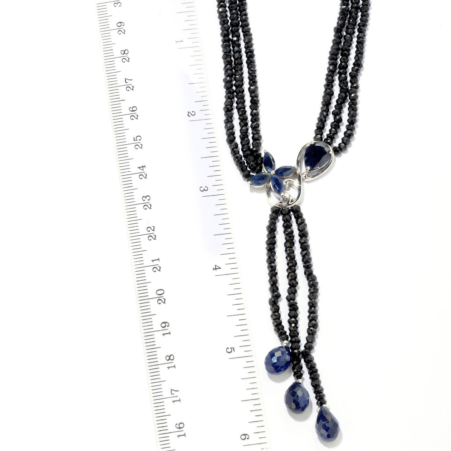 925 Sterling Silver Black Spinel Beads Necklace - Pinctore