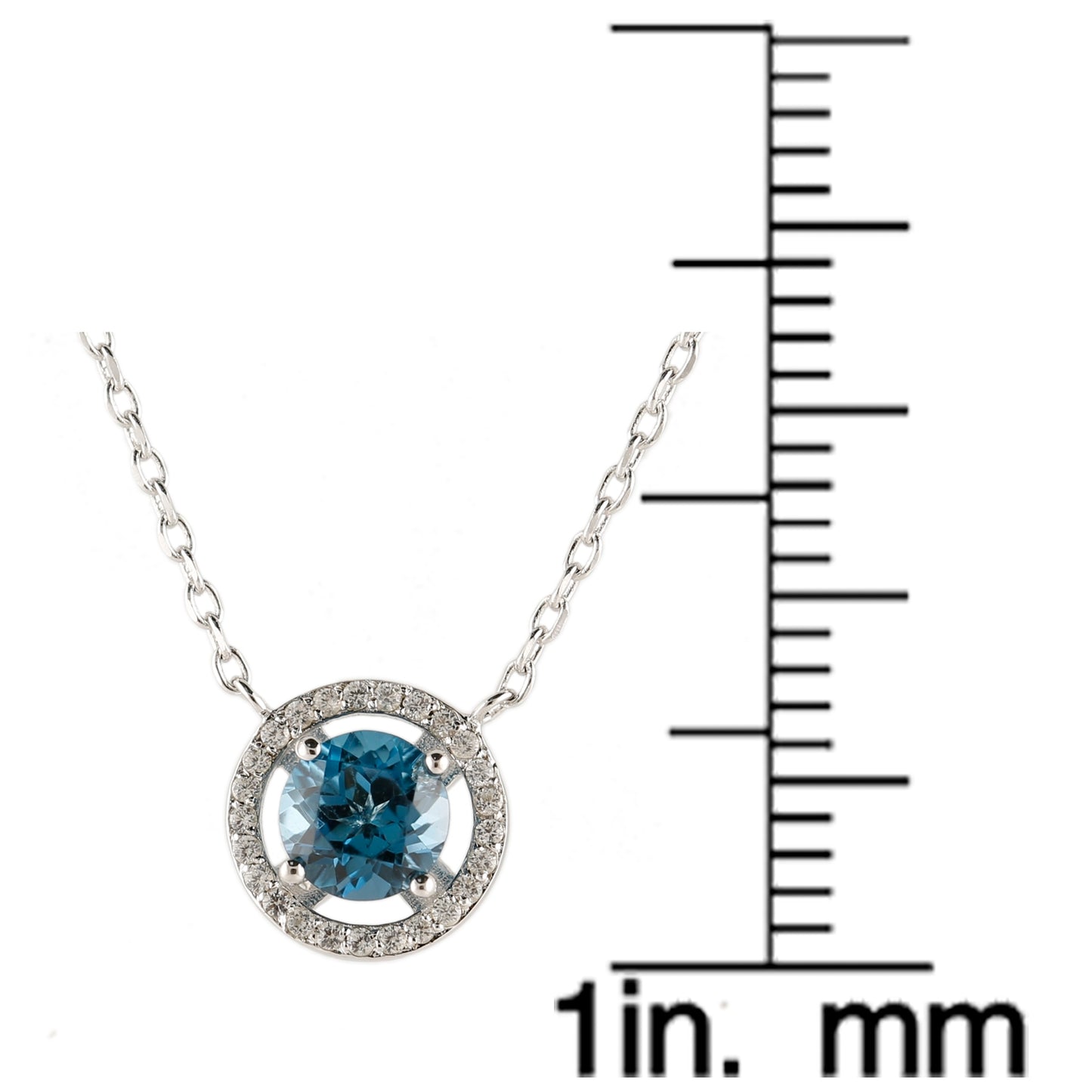 Ster Silver London Blue Topaz & Created White Sapphire Necklace 18"L - Pinctore