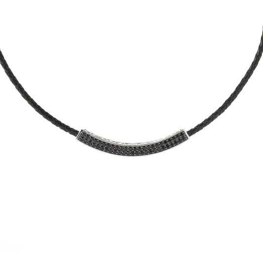 Pinctore Sterling Silver 2ctw Black Spinel Necklace 18'L - pinctore