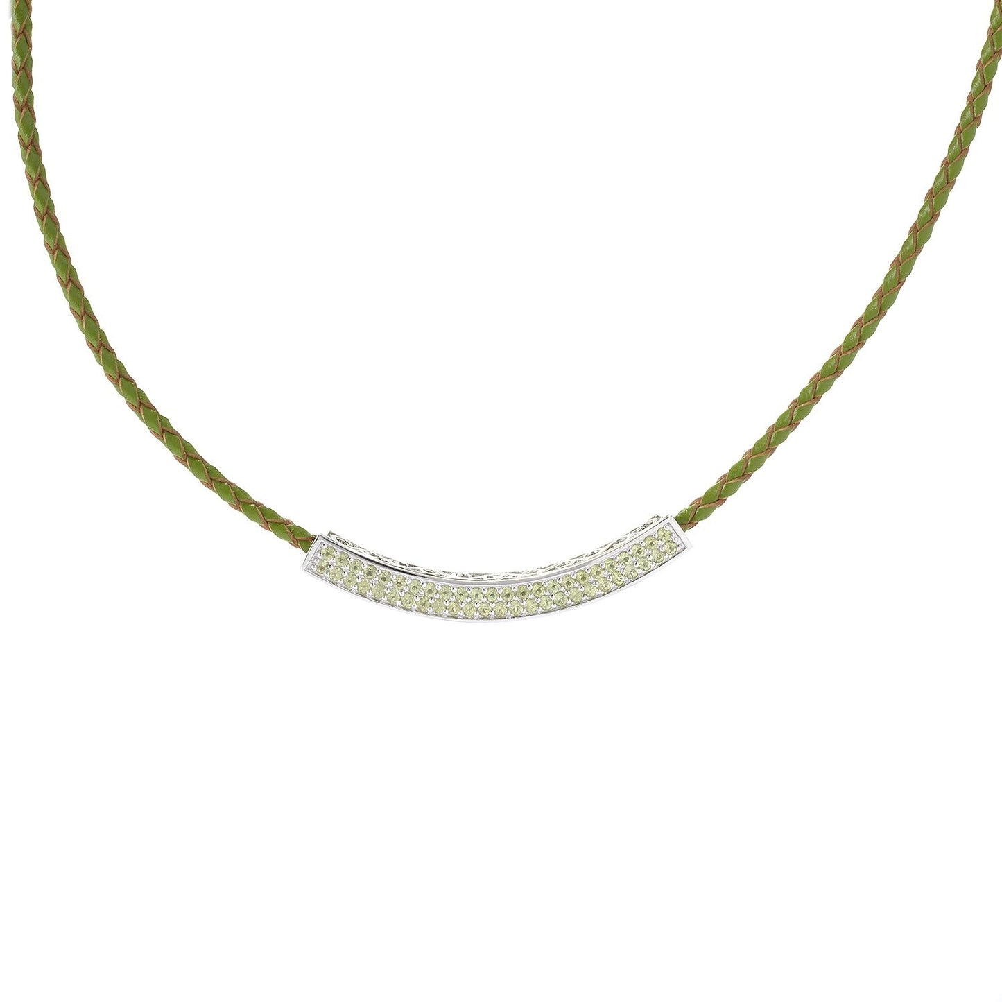 Pinctore Sterling Silver 1.96ctw Peridot Necklace 18'L - pinctore
