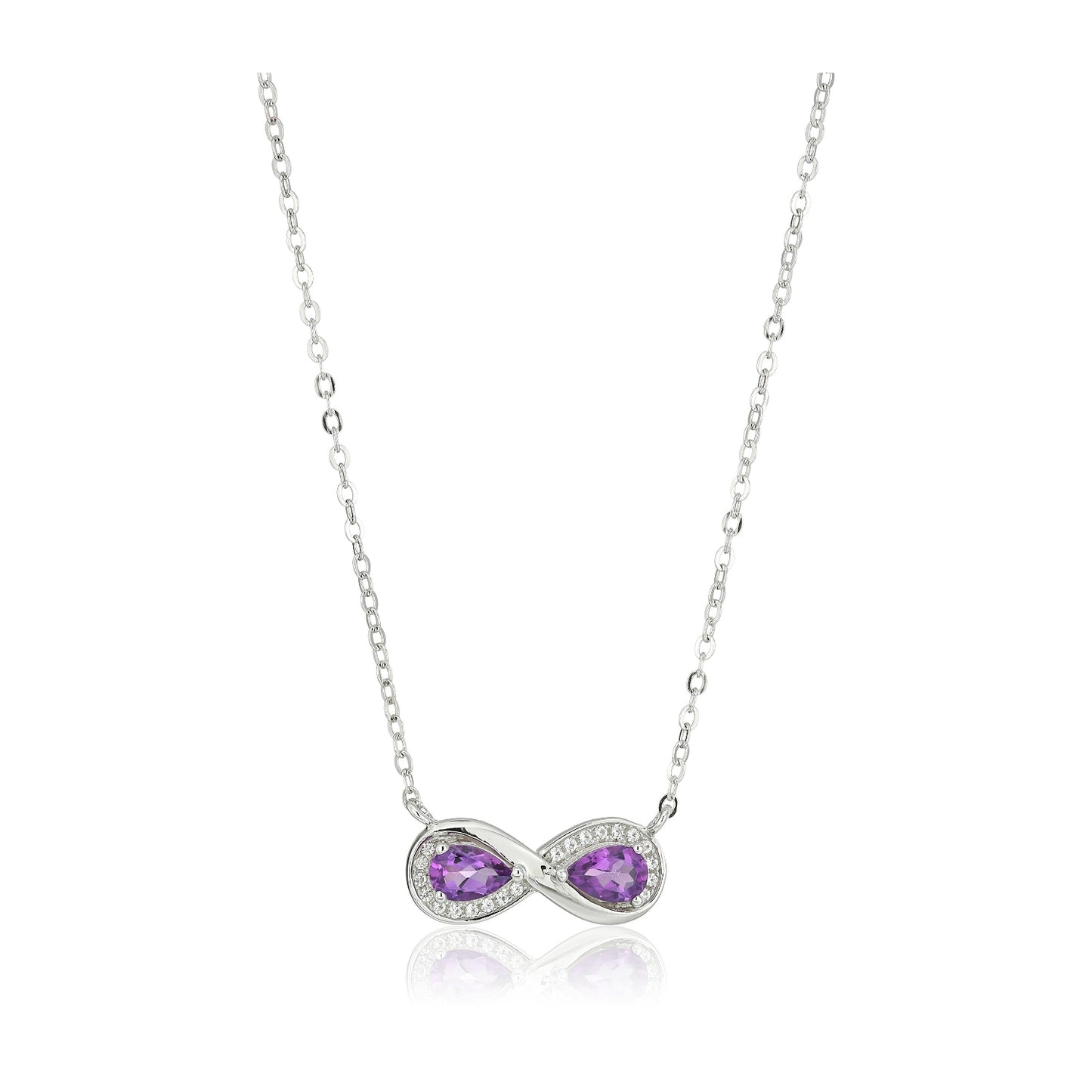 Sterling Silver African Amethyst Infinity Pendant Necklace, 18" - pinctore