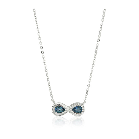 Sterling Silver London Blue Topaz Infinity Pendant Necklace, 18" - pinctore