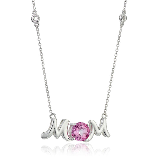 925 Sterling Silver Pink Topaz Necklace - Pinctore