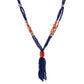 Sterling Silver 28"Tiger Eye & Red Agate Beaded Tassel Necklace - Pinctore