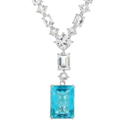 925 Sterling Silver Blue Quartz, White Topaz Necklace - Pinctore