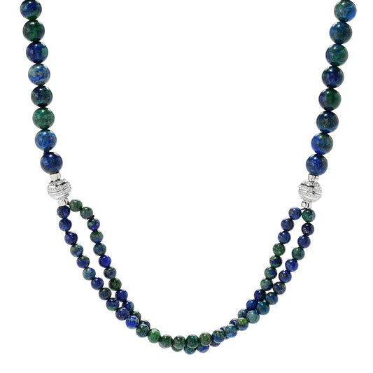 Sterling Silver 40" Chrysocolla Convertible Beaded Necklace - Pinctore