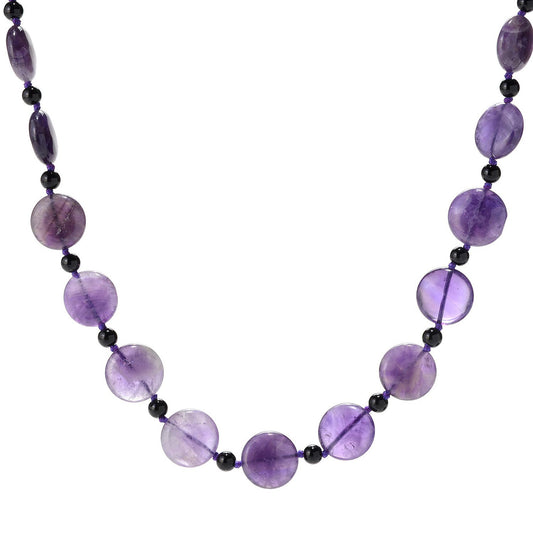 Amethyst Coin Beads Neacklace - Pinctore