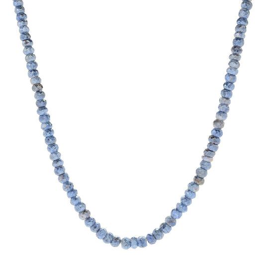 Pinctore Sterling Silver 18" Blue Sapphire Beaded Necklace - pinctore