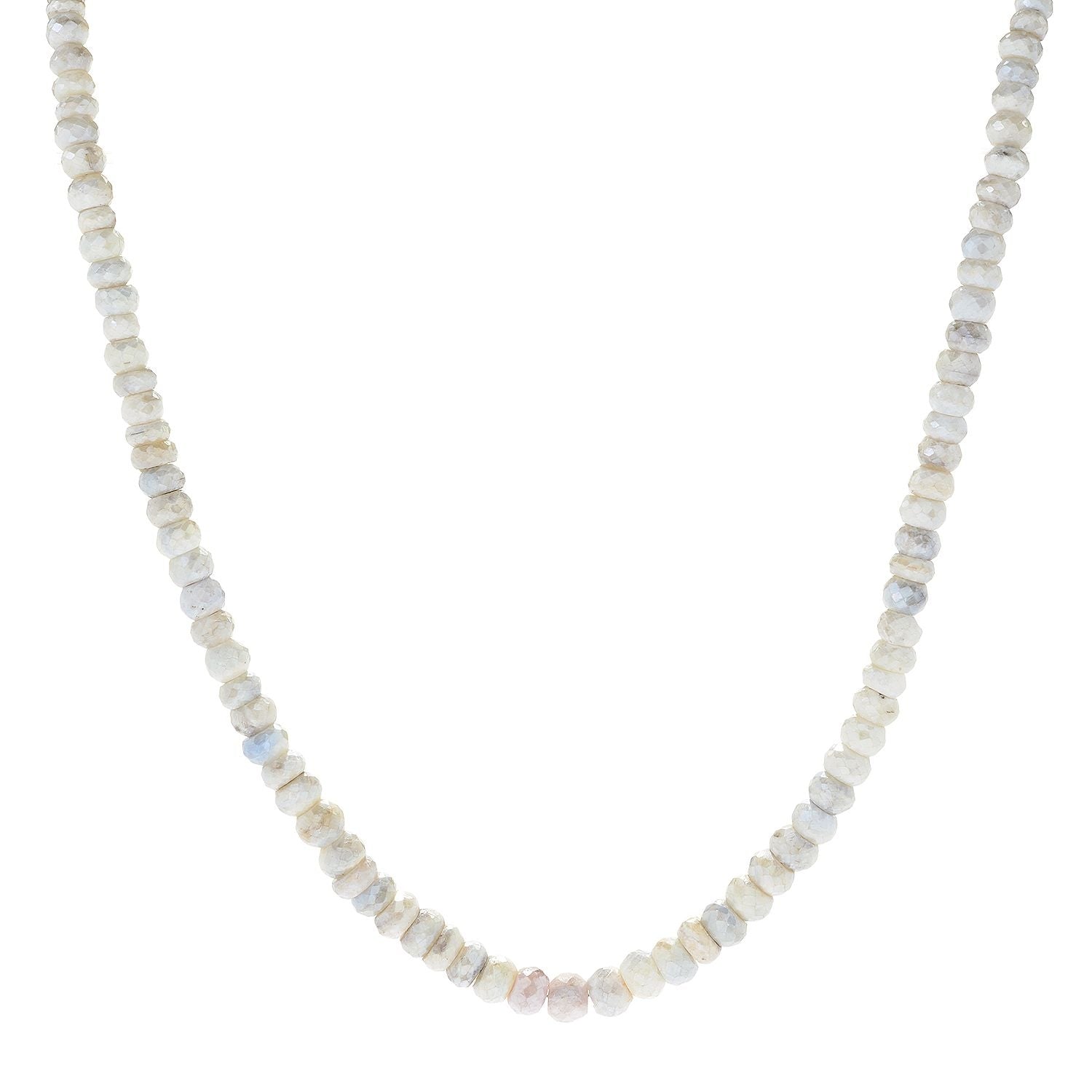Pinctore Sterling Silver 18" White Sapphire Beaded Necklace - pinctore