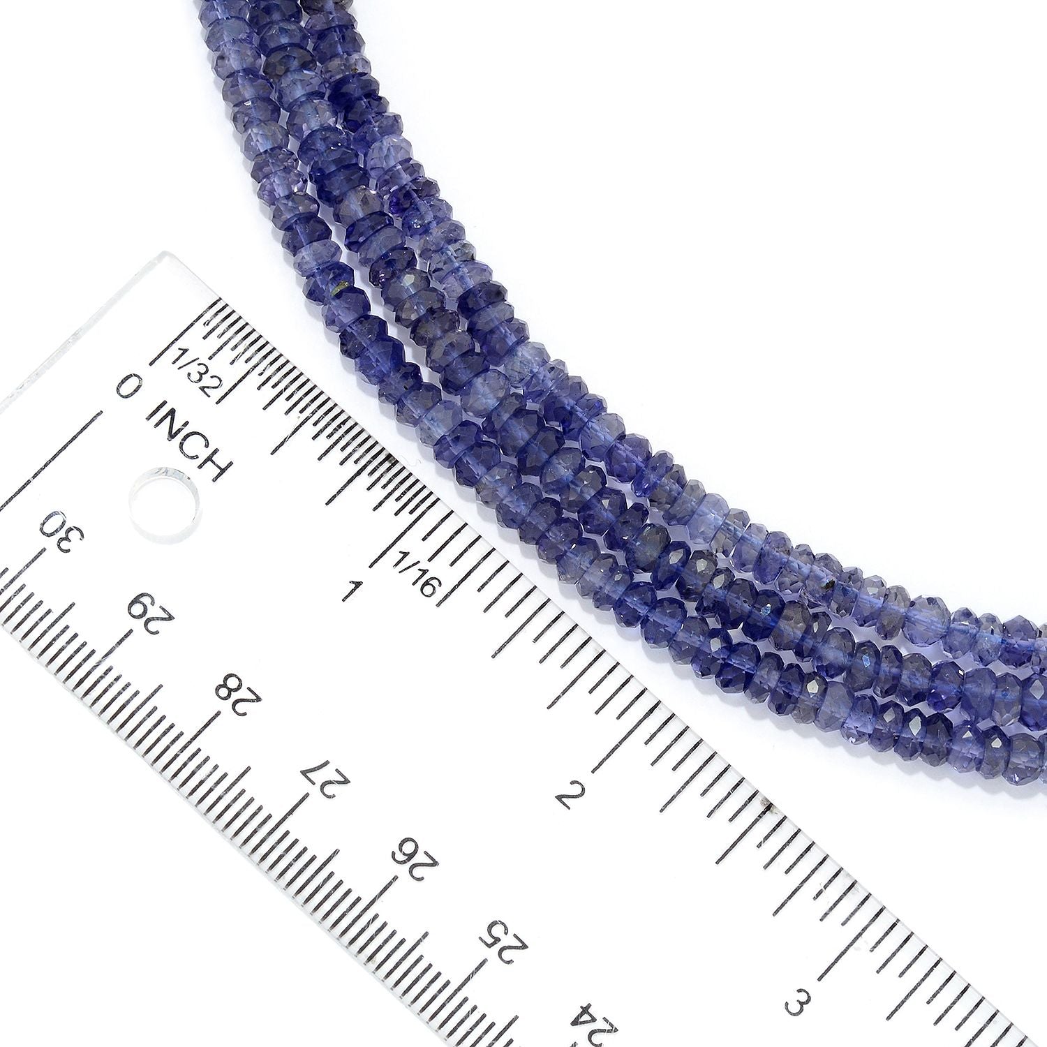 Sterling Silver 18" Iolite 3-Strand Beaded Necklace - Pinctore