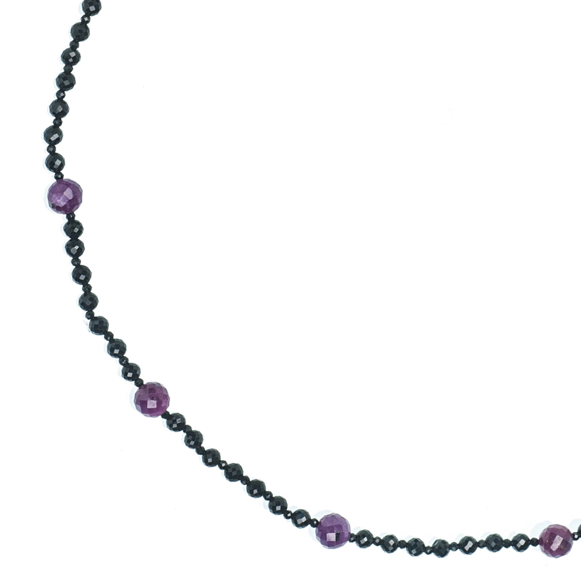925 Sterling Silver Ruby, Black Spinel Necklace - Pinctore