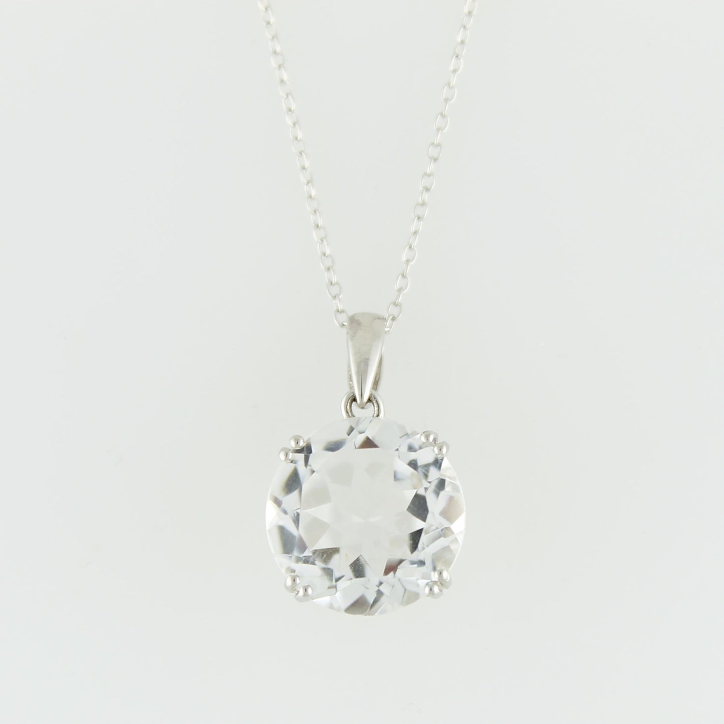 Pinctore Rhodium Over Sterling Silver 9.43ctw Crystal Pendant 0.93'L with 18' Chain - pinctore