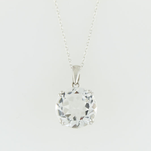 Pinctore Rhodium Over Sterling Silver 9.43ctw Crystal Pendant 0.93'L with 18' Chain - pinctore