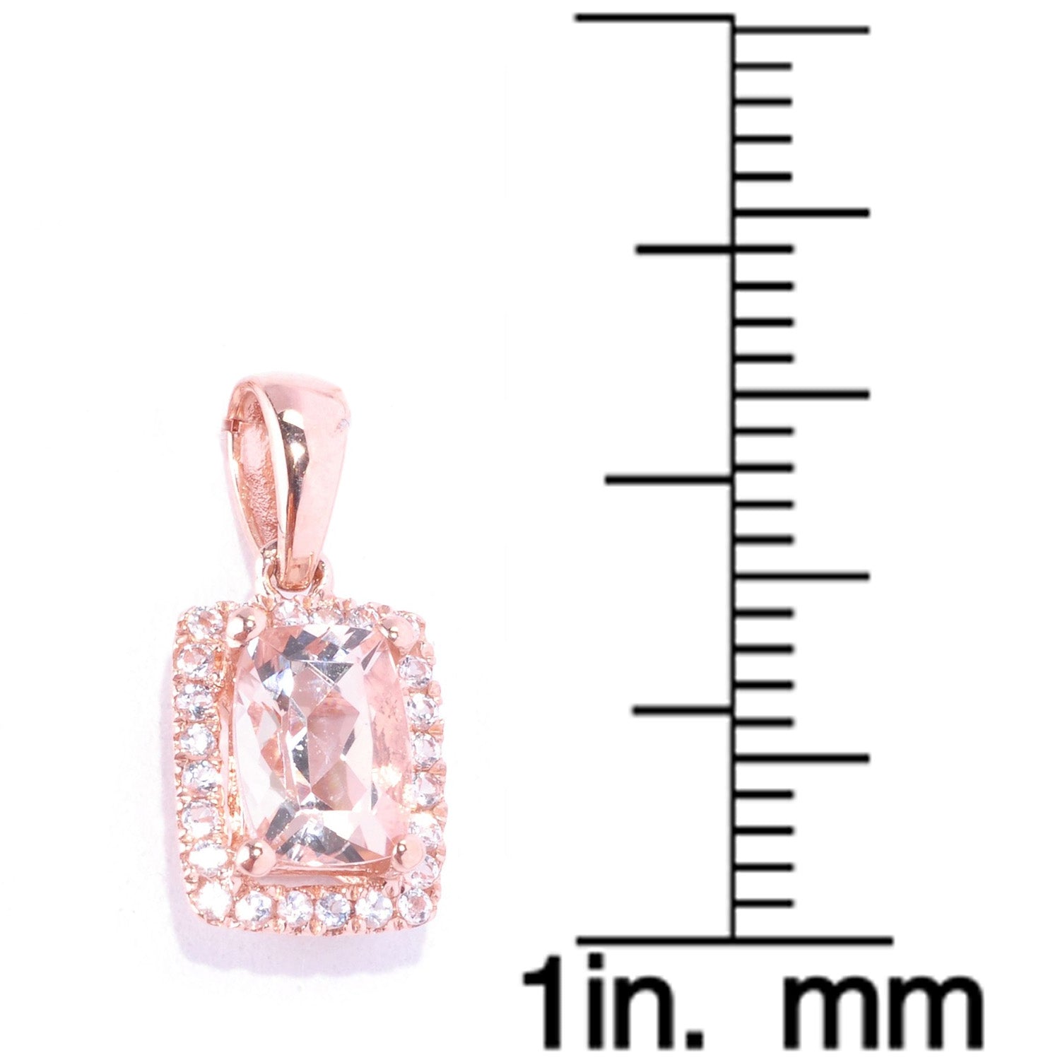 10KT Rose Gold Morganite and Diamond Halo Pendant Necklace - Pinctore