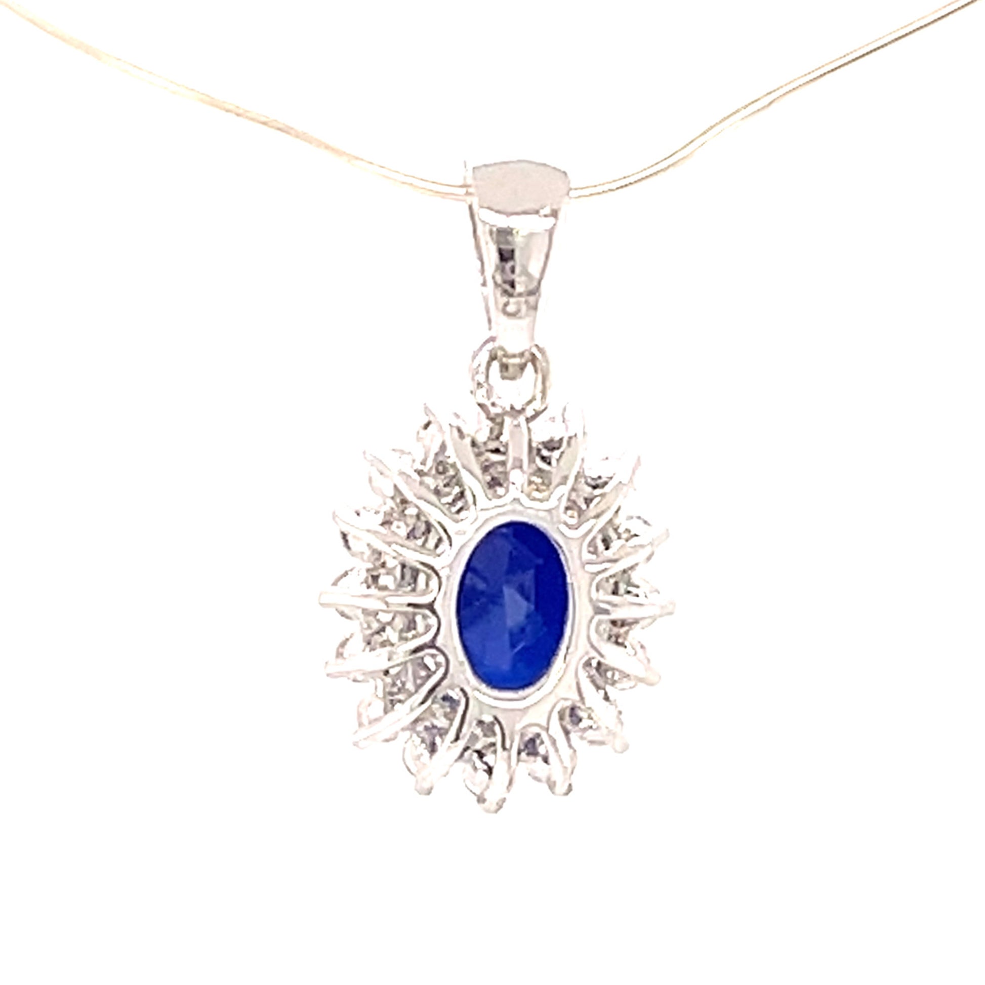 925 Sterling Silver Created Blue Sapphire, White Topaz Pendant - Pinctore