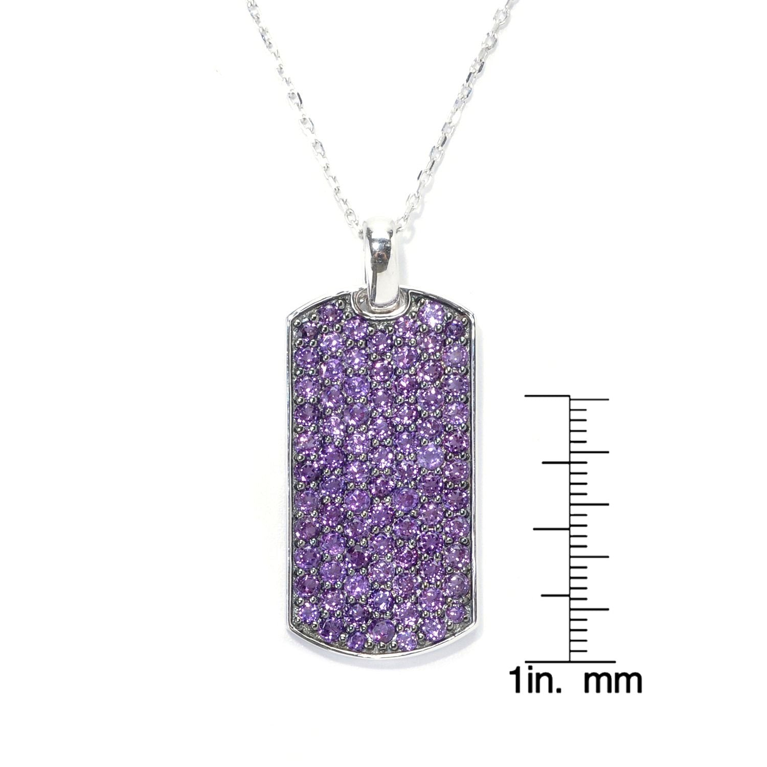 Sterling Silver Pave Amethyst Necklace with Chain and Cord - Pinctore