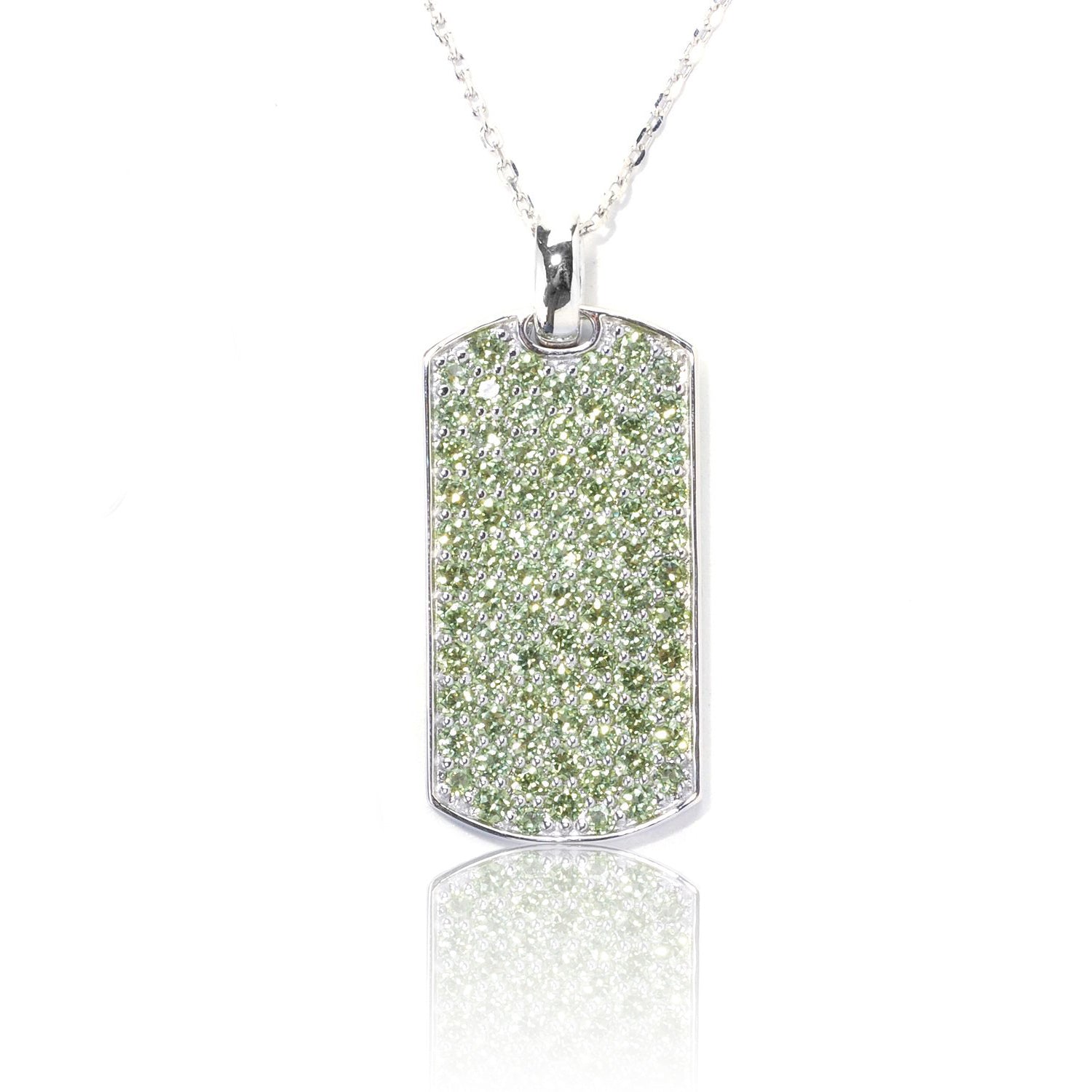 Sterling Silver Pave Peridot Necklace with Chain and Cord - Pinctore