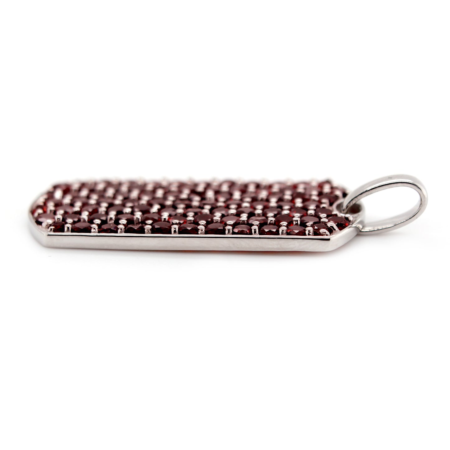 Sterling Silver Pave Red Garnet Necklace with Chain and Cord - Pinctore