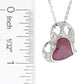 Sterling Silver Madurai Ruby White Zircon Heart Necklace - Pinctore