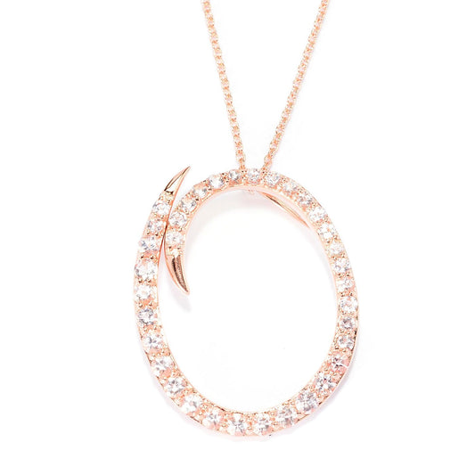 18k Rose Gold over Sterling Silver Round Morganite Initial O Necklace - Pinctore