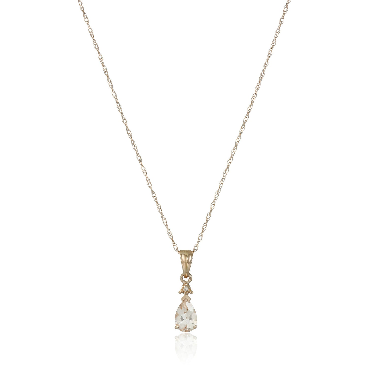 10k Rose Gold Morganite & Diamond Pendant Necklace, 18" - Pinctore