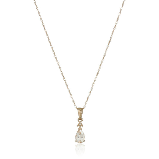 10k Rose Gold Morganite & Diamond Pendant Necklace, 18" - Pinctore