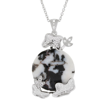 925 Sterling Silver White Buffalo, White Topaz Pendant - Pinctore