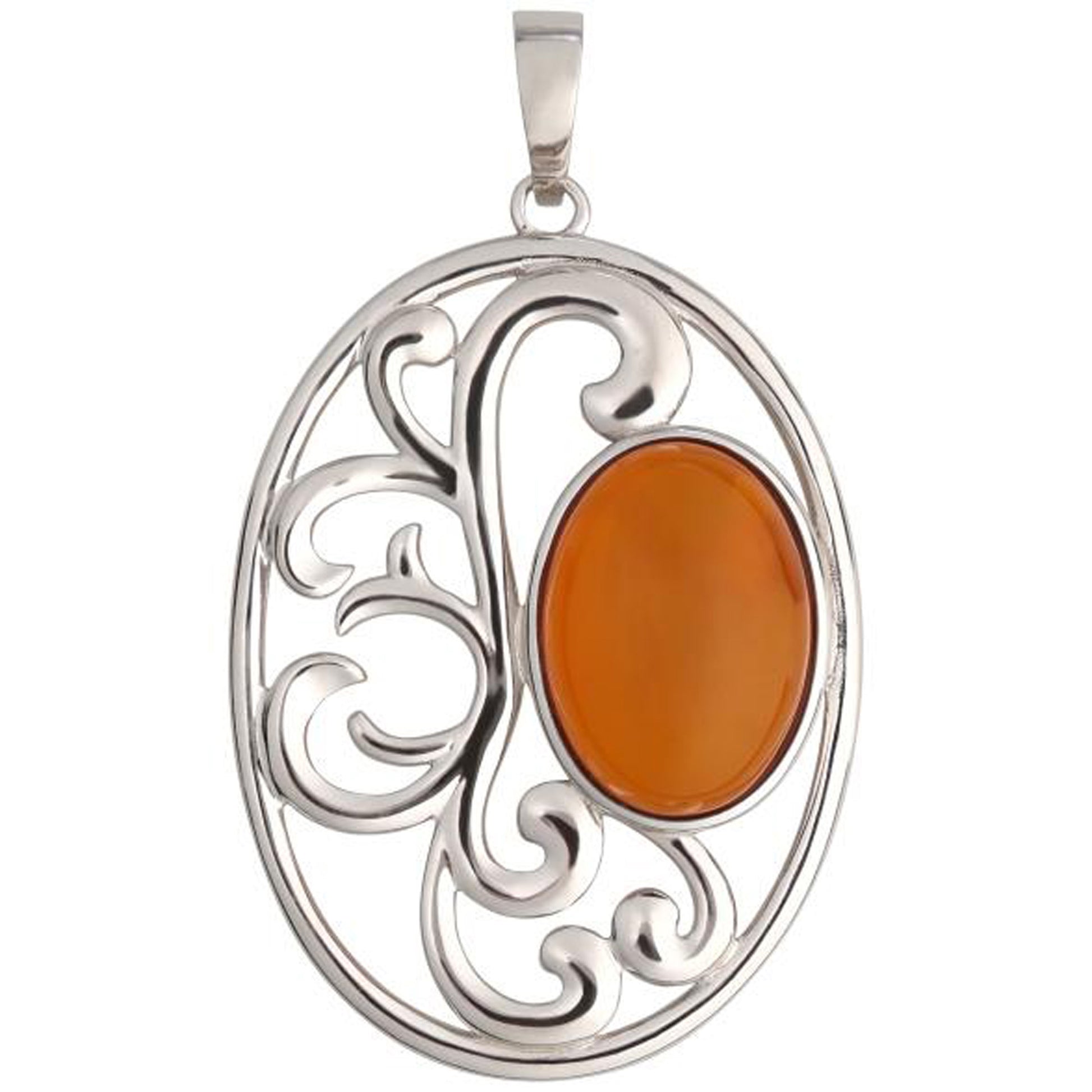 925 Sterling Silver Baltic Amber Pendant - Pinctore