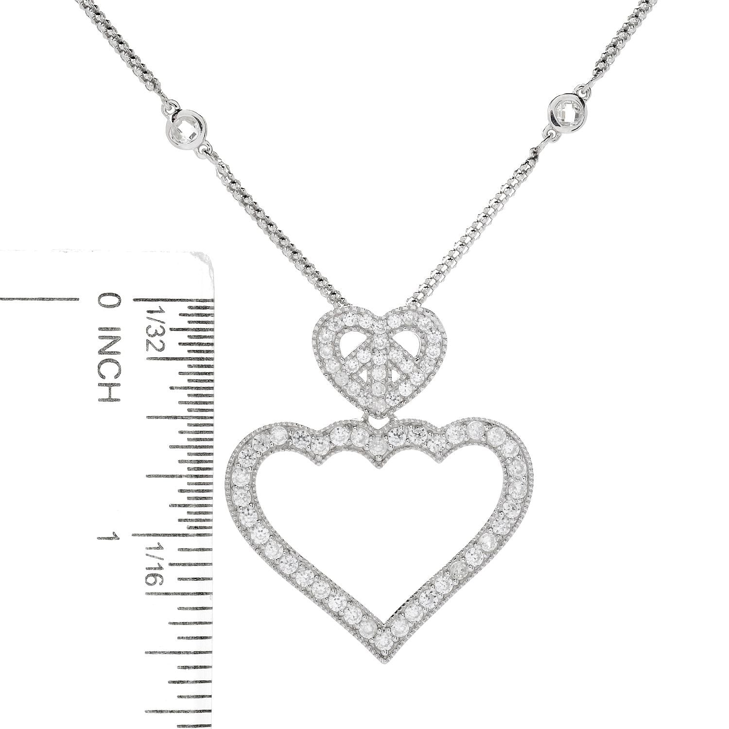 Sterling Silver White Zircon Heart Pendant - Pinctore