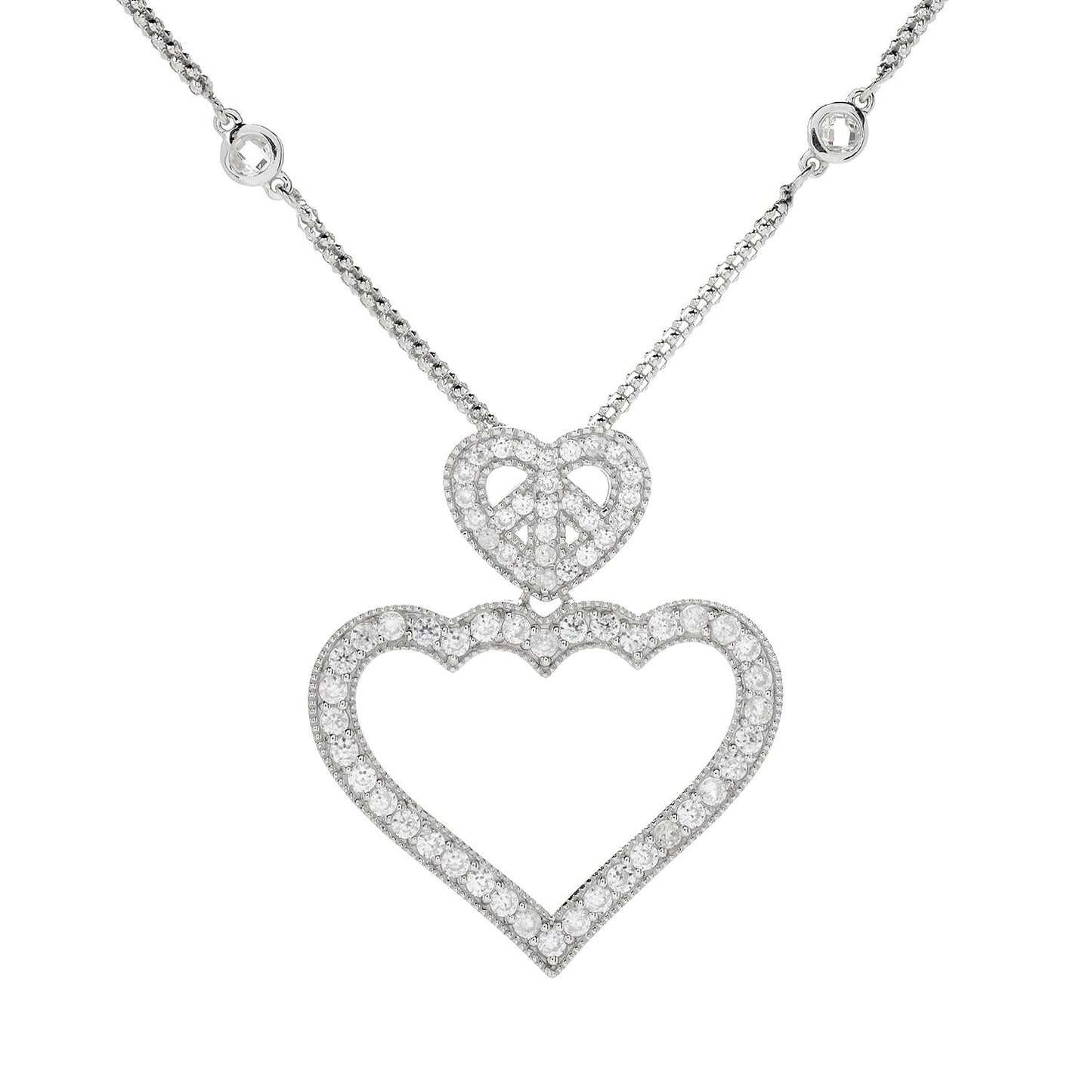 Sterling Silver White Zircon Heart Pendant - Pinctore