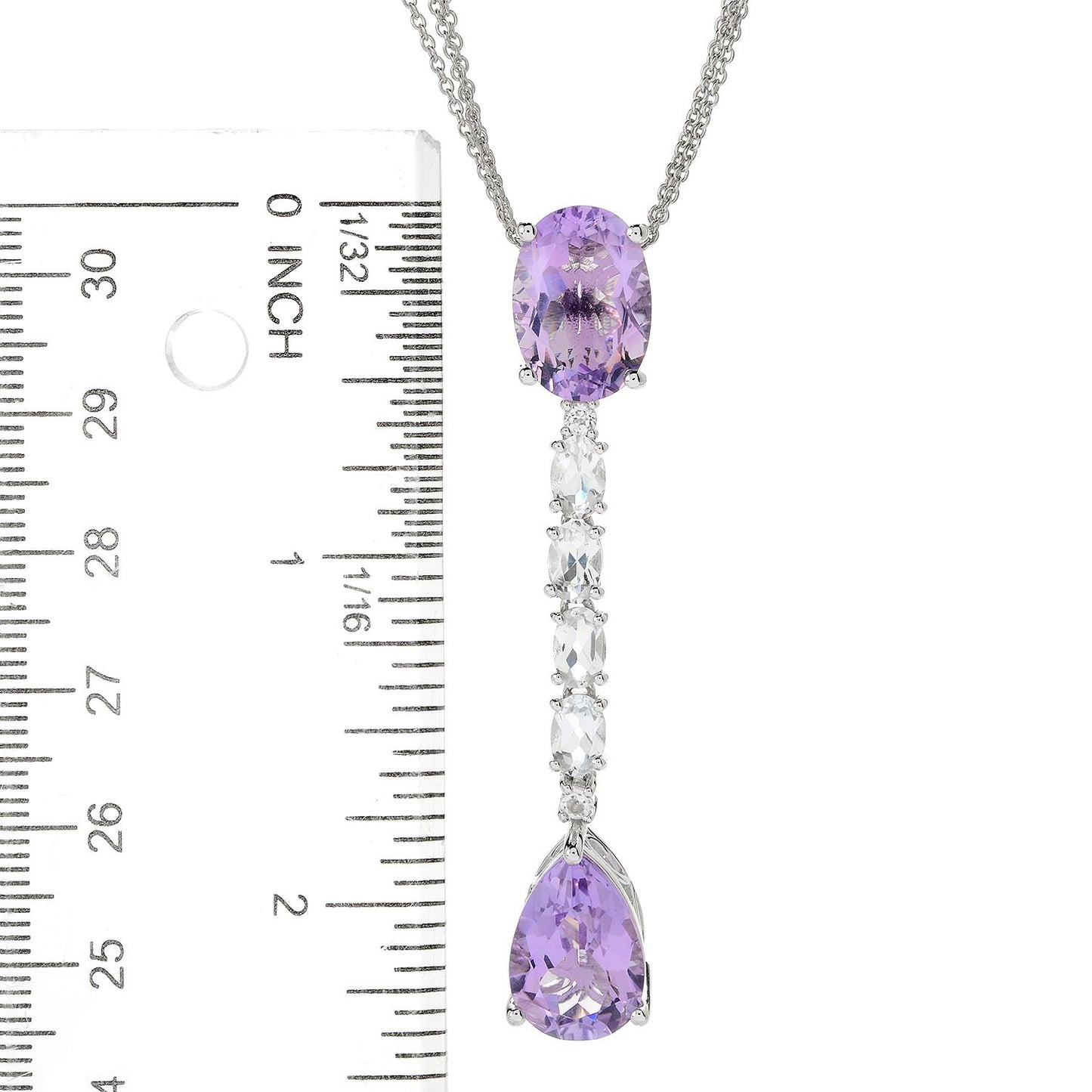 Sterling Silver Pink Amethyst Gemstone Drop Pendant - Pinctore