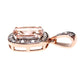 10k Rose Gold Morganite Cushion and Diamond Halo Pendant Necklace, 18" - Pinctore