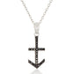 Pinctore Sterling Silver Black Spinel Anchor Pendant Necklace, 18"